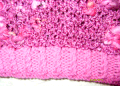 detalle del chaleco rosado tejido por Marisol!!