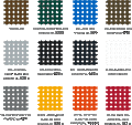 Gama de colores disponibles. Tratamiento previo con desengrasantes, fosfatos y selladores. Terminado en pintura en polvo de resinas poliéster con tratamiento resistente a la radiación ultravioleta, anticorrosivo y horneado en el color de su elección.