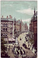 South end of Corporation Street - date unknown. The view is from Stephenson Street, the statue of the Thomas Attwood in the foreground. Reproduced from Our Past History - see Acknowledgements.