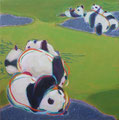 『 A break of pandas 〜パンダの休息〜 』　　oil on canvas　　410×410