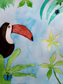 Toucan, aquarelle de Flora, 9 ans et demi