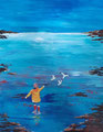 L'enfant et les mouettes, acrylique au couteau