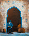 "Le potier, Maroc", acrylique au couteau