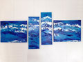 Quadriptique bleu, acrylique au couteau, 60x140cm