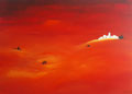 Rouge Passion, acrylique au pinceau et au couteau,