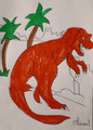Dinosaure, crayon et feutre de Clément, 8 ans