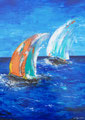 Du vent dans les voiles 2, acrylique au couteau, 54x74cm