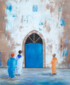 "La porte bleue, Maroc", acrylique au coueau