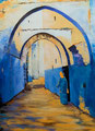 "Dans la médina, Maroc", acrylique au couteau
