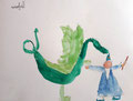 Dragon et magicien de Nawfel, 6 ans (aquarelle)
