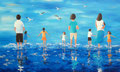 A peaceful day, acrylique au pinceau et couteau, 60x100cm