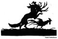 Die Hühnerburg, der verschlagene Fuchs greift sich zwei Hähne.