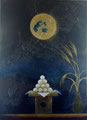 『Dumpling of Autumn Moon』 2012    72.7×53.0cm    canvas.   acrylic.  gold powder.  modeling paste . straw.   sand.