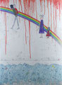 『Over the Rainbow』     2011      72.7×53.0cm    canvas.   acrylic.  modeling paste . straw.   sand.  oil pen .