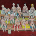 Damensauna (Öl, 2020) 24 cm x 24 cm | 200 €