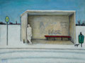 Der nackte Mann an der Bushaltestelle (Öl, 2010) 35 cm x 26 cm | 300 €