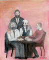 Konspiratives Treffen:  Marx, Engels, Lenin und ich (Öl, 2017) 25 cm x 30 cm | unverkäuflich