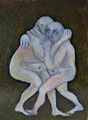 Ringende Männer  (Öl, 2021) 18 cm x 24 cm  | 150 €