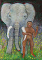 Der Elefantenboy (Öl, 2024) 14 cm x 20 cm | 150 €