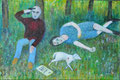 Erst sie, dann der Hund und nun ich (Öl, 2023) 30 cm x 20 cm | 200 €