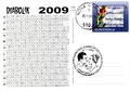 Cartolina FDK 115 retro con francobollo blu e annullo poste Slovenia 28/11/2008