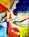 Violencia trás los Visillos (Serie Negra) - Mixta sobre lienzo 116 x 89 cm