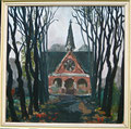 Titel: Oktobermorgen auf dem Friedhof St. Andreas; Technik Ölfarbe; Datum: 13.10.1977; Format (HxB): 68 x 68,5 cm (in Privatbesitz)