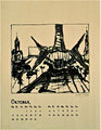 Titel: Kalenderblatt Oktober; Technik: Siebdruck; Datum:1979; Format (HxB): : 63 x 49 cm