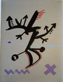 Titel: Der Preußische Ikarus; Serie: Berliner Piktogramme 02/20; Technik: Siebdruck; Datum: 1985; Format (HxB): 68,5 x 48,5 cm