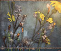 5784...44x52: oil on linen w/prints & sand: "lemon yellow" f 17 *
