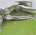 "Streiflicht II" - Blei- und Farbstift auf Holz - 29 x 29 cm - 2001 - verkauft  