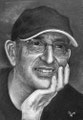  Portrait d'un ami portraitiste, Jité.  Dessin au crayon pastel blanc sur papier noir, format A4 