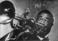 Louis Armstrong "Satchmo" Dessin au crayon blanc sur papier noir Format 40 x 32 cm
