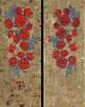 Roses I & Roses II (Diptych) ©2008, Acrylic & Gold Leaf on Canvas, Dimensions 17 1/2" w x 45" h, Private Collection
