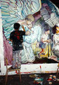 Academia de Arte Yepes students painting the "White Memorial Hospital" Mural • Los Angeles, CA  USA
