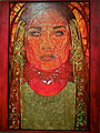 Red Madonna: Portrait of Salma Hayek ©2006, Acrylic & Gold Leaf on Canvas, Dimensions 60" w x 96" h, Robert Rodriguez Collection