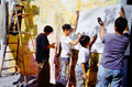 Academia de Arte Yepes students painting the "Mariachi Plaza" Murals • Los Angeles, CA  USA