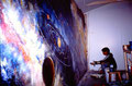 Academia de Arte Yepes students painting the Mars "Solar System" Mural for NASA •Los Angeles, CA  USA