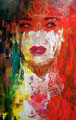 Red Abstract: Portrait of Salma Hayek ©2006, Acrylic on Canvas, Dimensions 60" w x 96" h, Robert Rodriguez Collection