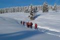 Aber schon ging es unter strahlend blauem Himmel weiter durch die glitzernde, fast kitschig wirkende Winterlandschaft. Was aber nicht heißen mag, dass die Temperaturen auch angenehm waren! Nein, die Quecksilbersäule lag bei etwa -15 Grad.