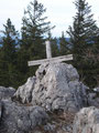 Ein kleines, altes Holzkreuz fristete hinterhalb des Gipfelkreuzes ein eher einsames Dasein. War dies das alte Gipfelkreuz ? Wir werden es noch für Euch herausfinden.