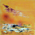 "Coucher de Soleil"  Encre et acrylique sur toile 70 x 70 cm
