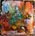 "Les Portes de L'Orient" Encre et acrylique et collage gravure sur toile 100 X 100 cm