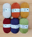 Ferner Wolle  Mally Socks uni, wie 6-fach Sockengarn - 75% Schurwolle (Merino) und 25% Polyamid (recycelt), Lauflänge 450m/150g, Schonwaschgang bis 40°