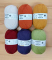 Ferner Wolle  Mally Socks uni, wie 6-fach Sockengarn - 75% Schurwolle (Merino) und 25% Polyamid (recycelt), Lauflänge 450m/150g, Schonwaschgang bis 40°
