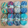 Opal Sockenwolle 6-fach Regenwald 19 die Urwaldschule, 75% Schurwolle (superwash) und 25% Polyamid, Lauflänge 420m/150g, Schonwaschgang bis 40°
