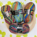 Opal Sockenwolle 4-fach - nach Werken von Friedensreich Hundertwasser, 75% Schurwolle (superwash) und 25% Polyamid, Lauflänge 425m/100g, Schonwaschgang bis 40°