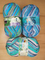 Opal Sockenwolle 6-fach Fantastic Sky, 75% Schurwolle (superwash) und 25% Polyamid, Lauflänge 420m/150g, Schonwaschgang bis 40°