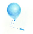 Illustration, Illustration in Pastell, Himmelblau, Poesie des Ballons, Himmelblauer Ballon, Cecily Park