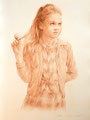 Portrait in Rötelkunst Zartes Kinderportrait von Cecily Park 